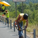 Box Beam Guardrail Post Installation