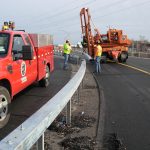 Highway Guardrail Curved Box Beam Installation