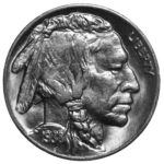 Front and Back (Obverse & Reverse) of a 1938 Indian Head (Buffalo) Nickel